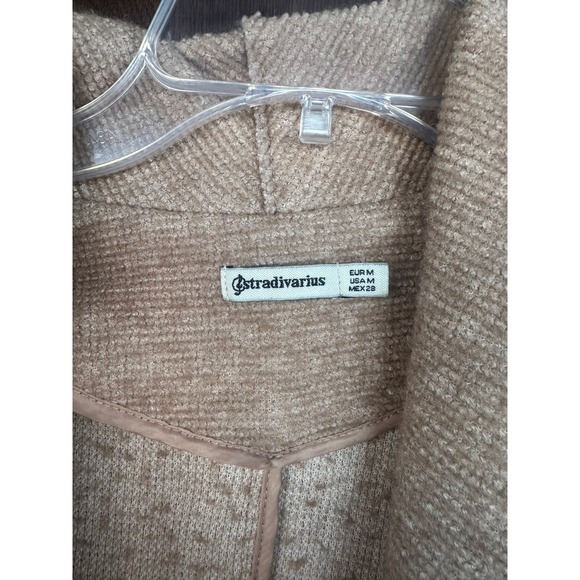 Women's Stradivarius Wool Blend Open-Front Notched Lapel Patch Pocket Overcoat M - Picture 4 of 8